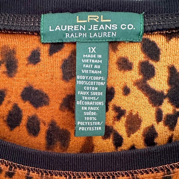 RALPH LAUREN Leopard Long Sleeve Cotton Top - Picture 4 of 6